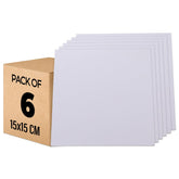 Urbane Home Blank Cotton Canvas Boards for Painting "15x15" CM Pack of 6 (White)